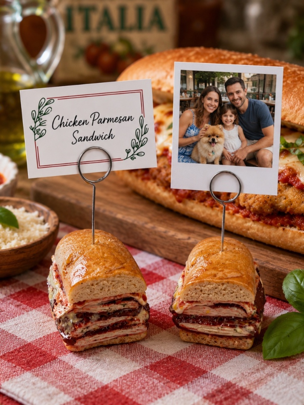 Chicken Parmesan Sandwich Photo & Place Card Holder | Set of 2 - Handmade